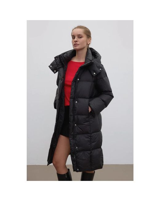 ESTRO Jassen ,Zwart ,Polyester Winterse Damesjas Met Knielengte in het Black