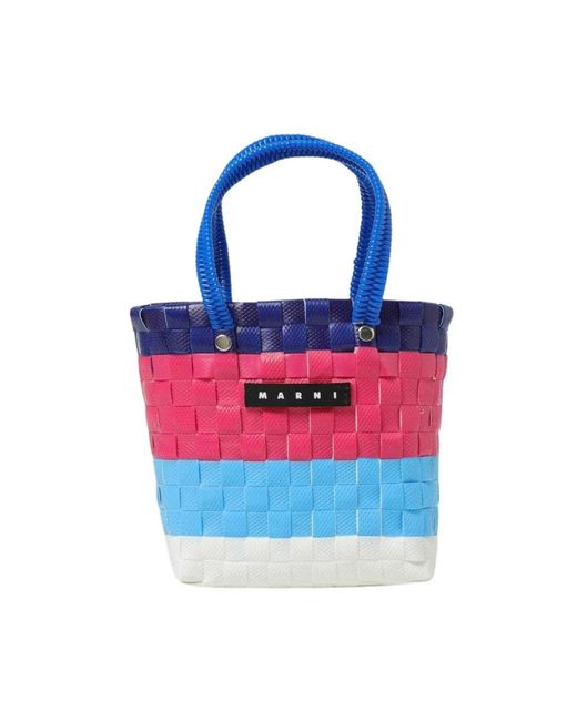Marni Blue Gewebte Trunk Bag Tote