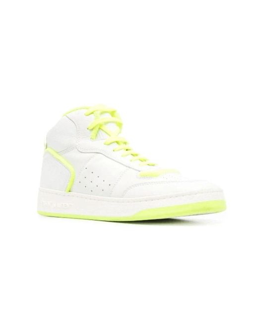 Saint Laurent White Perforierte zweifarbige high-top-sneaker