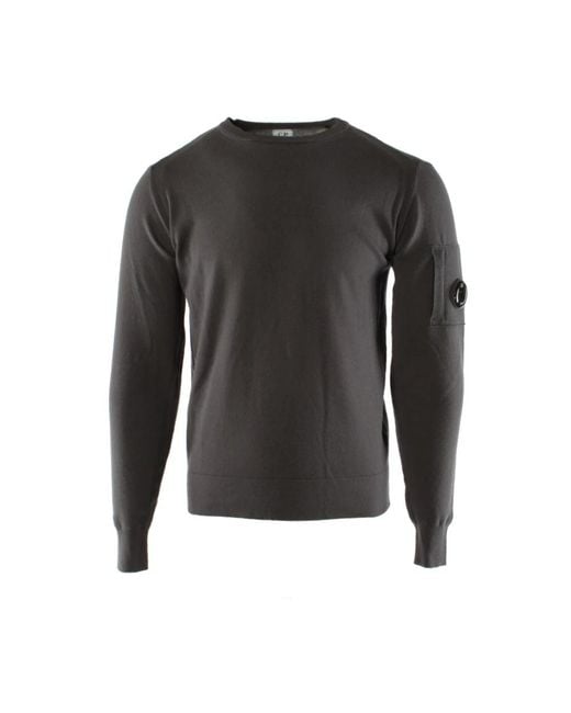 C P Company Gray Round-Neck Knitwear for men