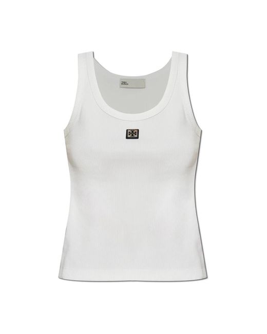 Tory Burch White Sleeveless Tops