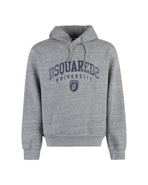 DSquared² Hoodies & Sweatvesten ,Grijs ,Katoen Logo Print Hoodie in het Gray voor heren