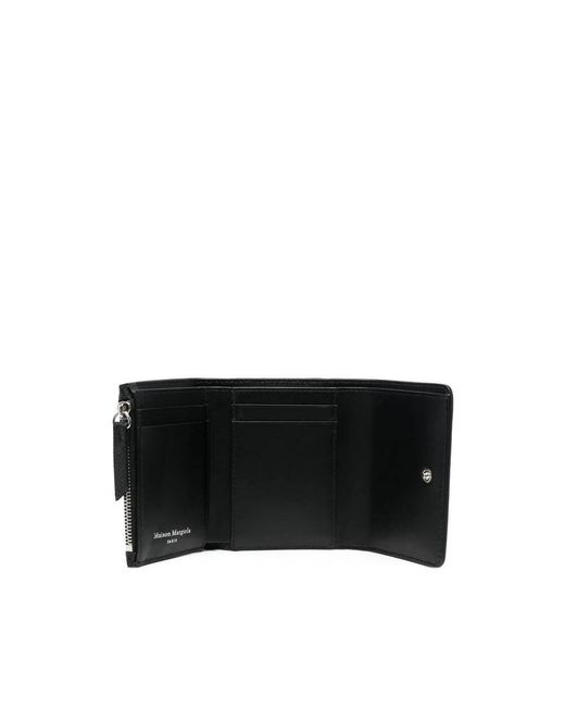 Maison Margiela Accessoires ,Zwart ,Leer Zwarte Leren Portemonnee Met Handtekeninglogo in het Black voor heren