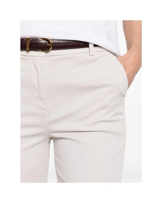 Via Masini 80 White Straight Trousers