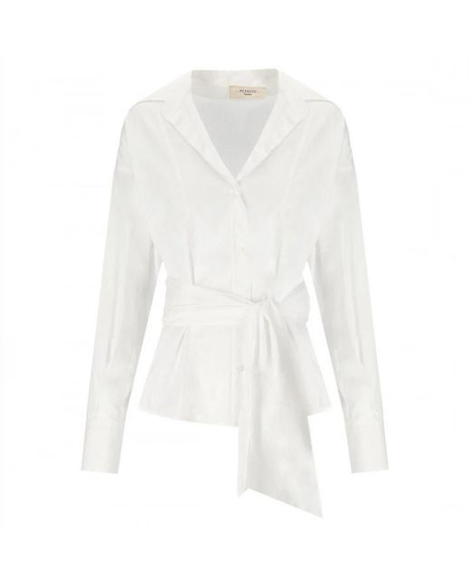 Weekend by Maxmara Overhemden ,Wit ,Katoen Gekruiste Blouse Van Puur Katoenen Poplin in het White