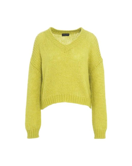 Roberto Collina V-Neck Knitwear in het Yellow