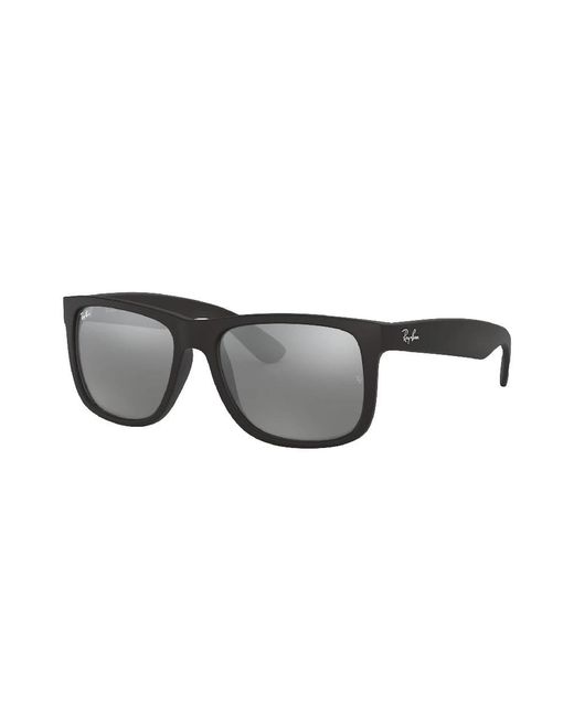 Ray-Ban Justin sonnenbrille in schwarz mit verspiegelten grauen gläsern in Gray für Herren