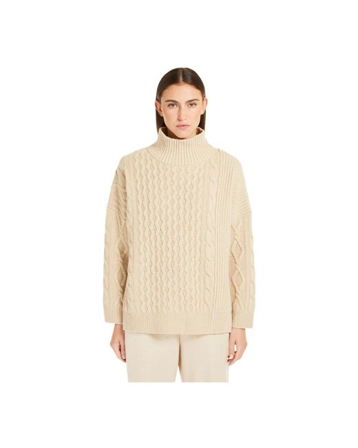 Weekend by Maxmara Truien & Vesten ,Wol Patchwork Wollen Coltrui in het Natural
