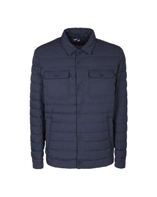 Herno Jassen ,Blauw ,Blauwe Jas Met Shirtkraag in het Blue voor heren