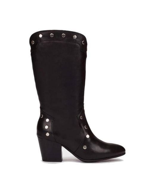 Wonders Black Cowboy & Biker Boots