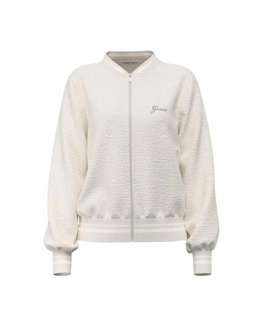 Guess White Bomber Jackets