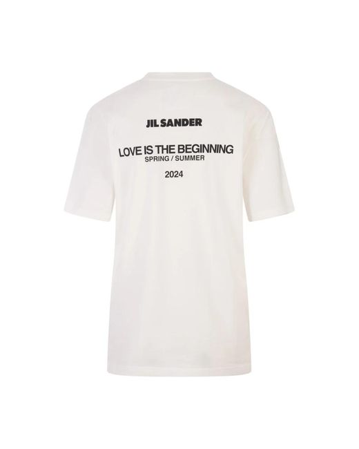 Jil Sander White Weißes t-shirt mit logodruck