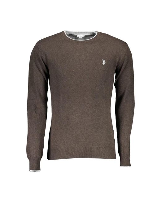 U.S. POLO ASSN. Brown Round-Neck Knitwear for men