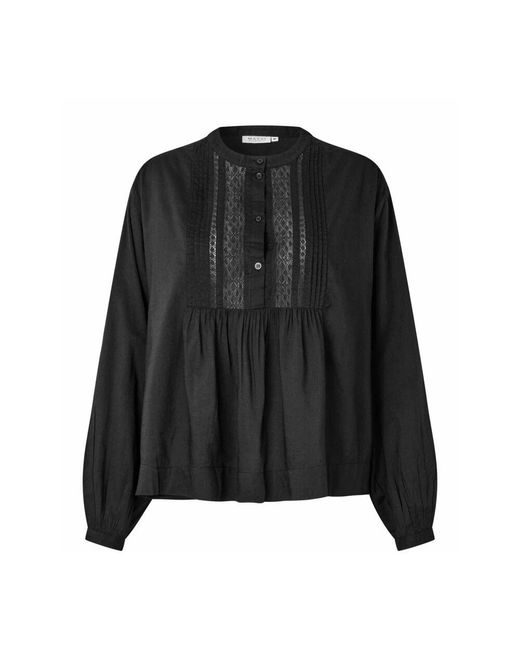 Masai Black Besticktes Schwarzes Top Mit Puffärmeln