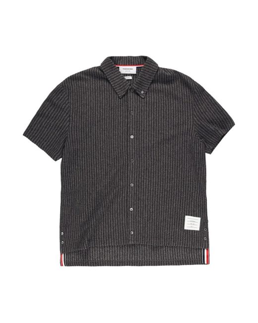 Camicia casual a maniche corte di Thom Browne in Black da Uomo