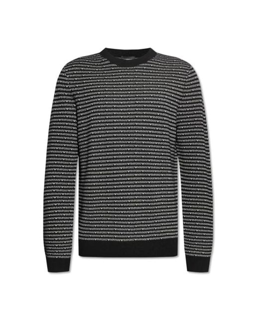 Emporio Armani Black Round-Neck Knitwear for men