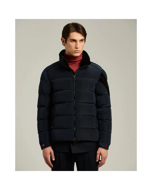 Kiton Jassen ,Blauw ,Gewatteerde Bomberjack Met Fluweel Kraag in het Black voor heren