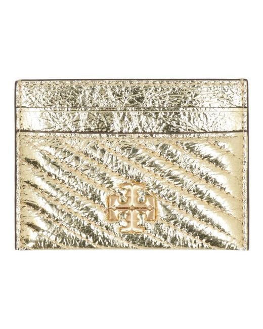 Porta carte in pelle trapuntata di Tory Burch in Metallic