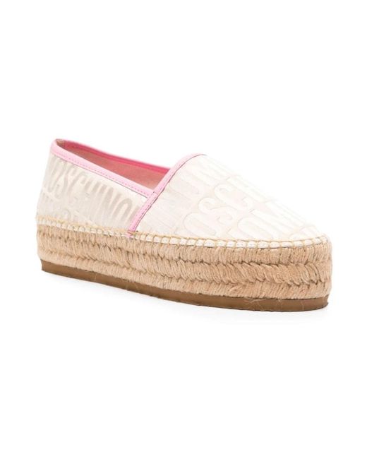 Moschino Pink Slip-ons mit jacquard-logo und plateausohle