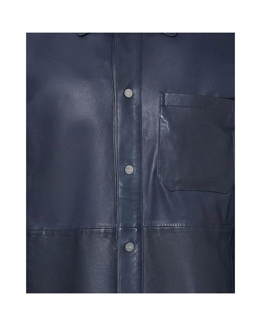 Peuterey Blue Leather Jackets for men