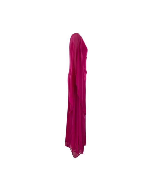 Max Mara Studio Purple Ein-schulter seiden georgette kleid