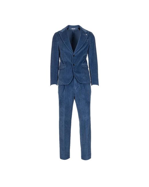 Manuel Ritz Blue Single Breasted Suits for men