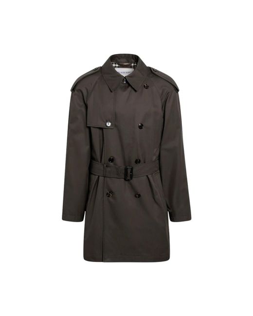 Burberry Black Leadenham Mid-Length Gabardine Trench Coat for men