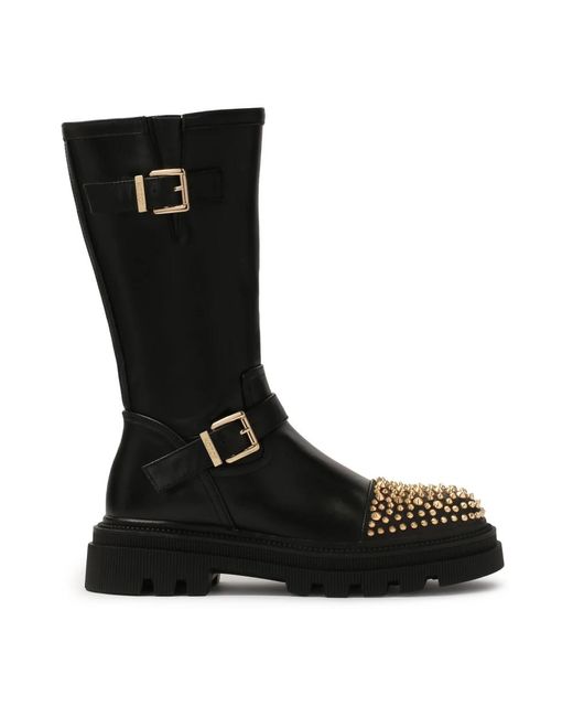 Kazar Black Stiefel Auf Einer Dicken Sohle Verziert Mit Strasssteinen