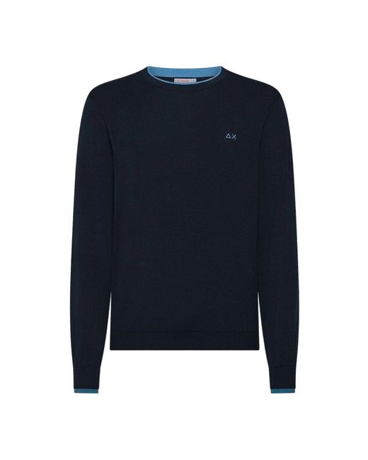 Sun 68 Blauer baumwollpullover mit langen ärmeln in Blue für Herren