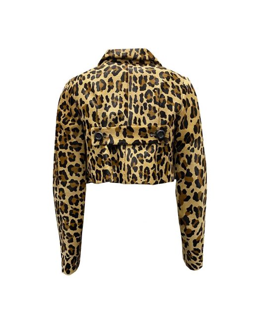 Leopard Calf Hair Cropped Jacket, Mujer, Talla DSquared² de color Black