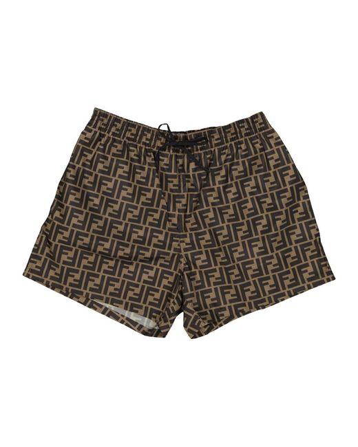 Fendi Badmode ,Bruin ,Nylon Zwemshorts in het Brown voor heren