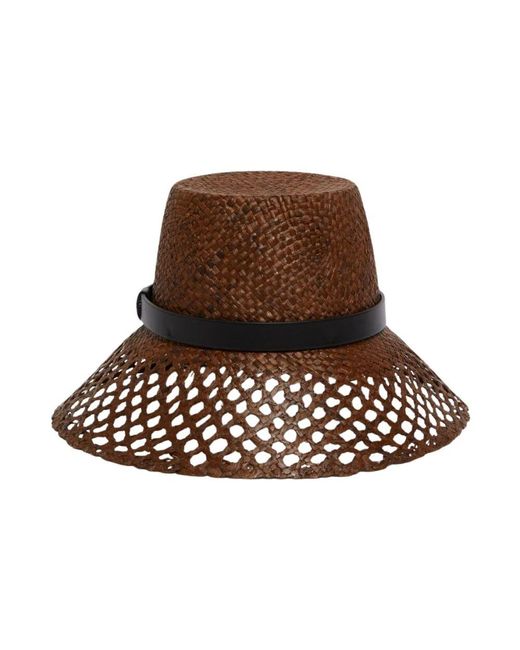 Weekend by Maxmara Brown Raffia Eimer Hut Mit Lederriemen