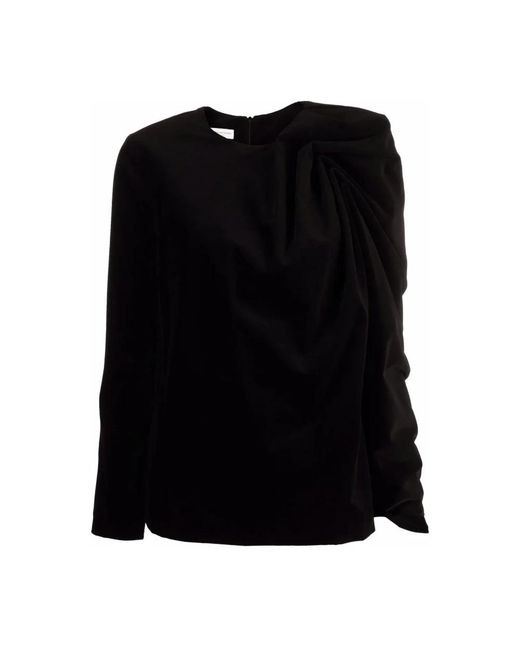 Dries Van Noten Fluwelen Top Met Lange Mouwen in het Black
