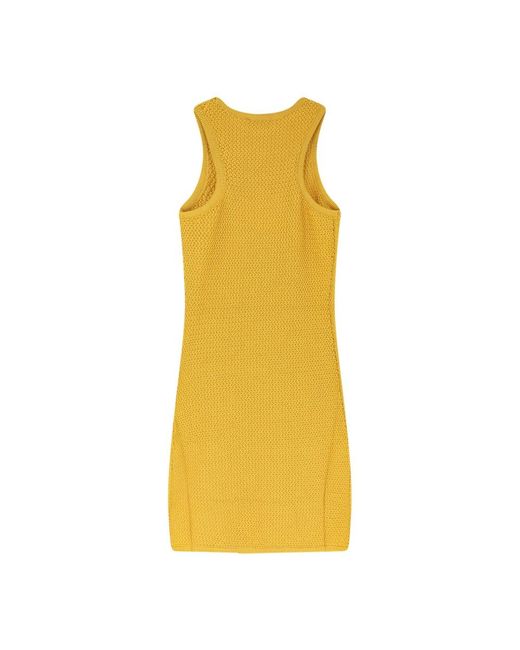 Laneus Yellow Knitted Dresses