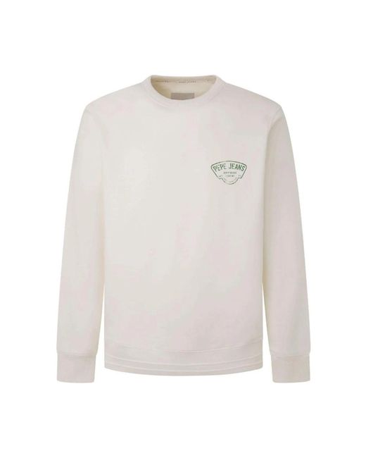 Pepe Jeans Weicher baumwoll-sweatshirt mit logodruck in White für Herren