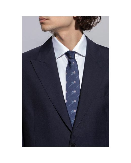 Paul Smith Accessoires ,Blauw ,Zijden Stropdas Met Bloemmotief in het Blue voor heren
