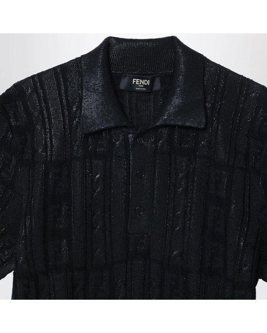 Fendi Kurzärmeliges Poloshirt in Black für Herren
