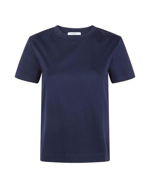 Max Mara Tops ,Blauw ,Katoen Mxpdonata Small Logo Cotton Classic T-Shirt in het Blue