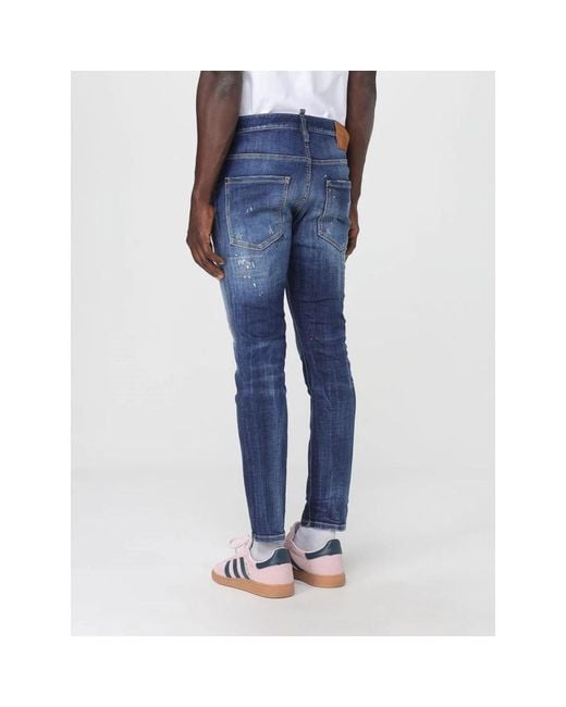 DSquared² Zerissene Farbspritzer Denim Jeans in Blue für Herren