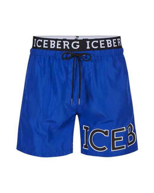 Iceberg Badmode ,Blauw ,Polyester Basic Zwemshorts in het Blue voor heren