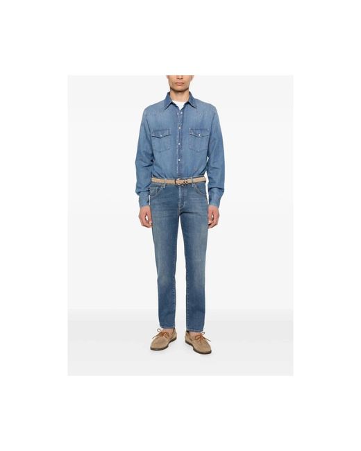 Jacob Cohen Blue Denim Shirts for men