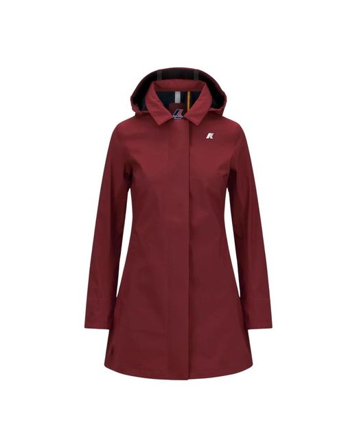 K-Way Jassen ,Rood ,Rode Trenchcoat Waterdicht Winddicht in het Red