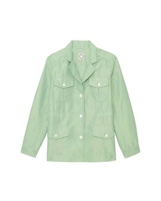 Ines De La Fressange Paris Green Canvas safari jacke grün flipper