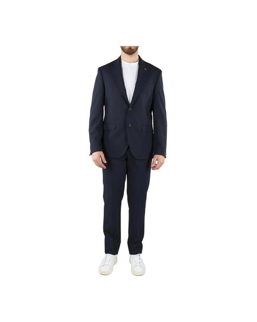 Manuel Ritz Blue Single Breasted Suits for men