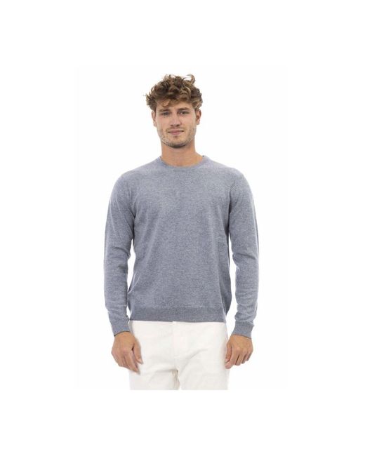 Alpha Studio Luxuriöser wollmischung rundhalspullover in Blue für Herren
