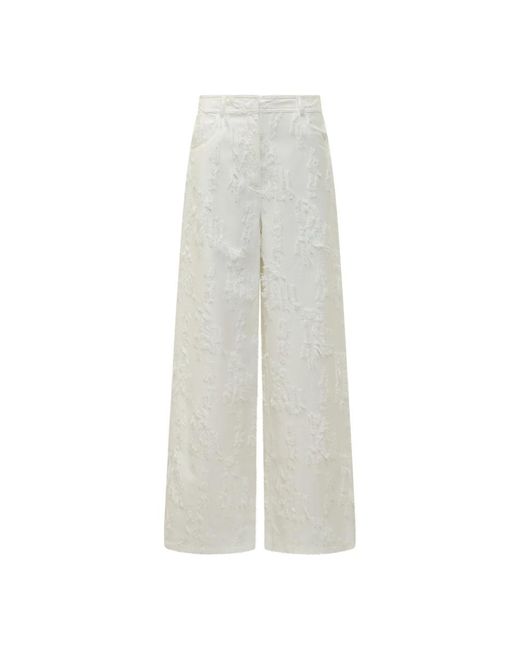 MSGM Wide-Leg Jacquard Broek in het White