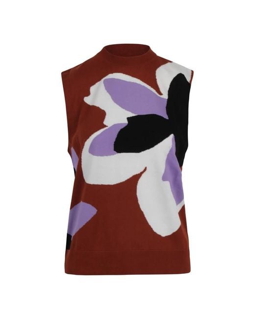 Plan C Brown Sleeveless Tops