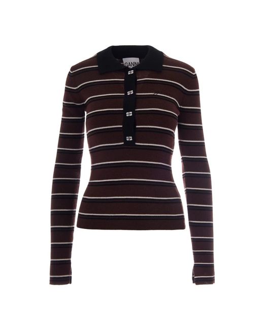 Ganni Black Polo Shirts