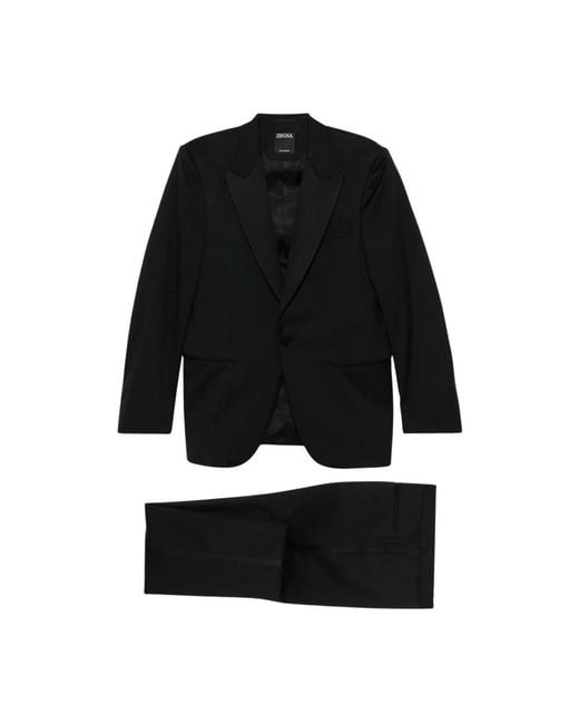 Zegna Black Single Breasted Suits for men