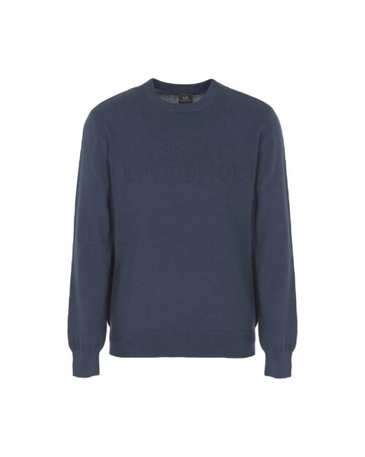 ARMANI EXCHANGE Blue Round-Neck Knitwear for men